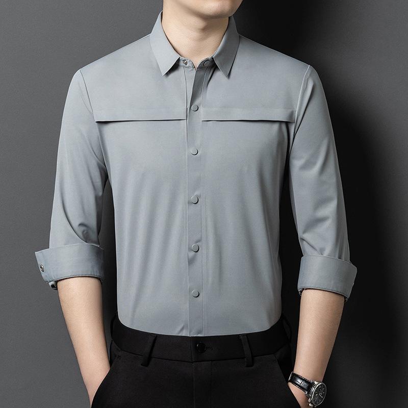 Spring and Autumn Men's Casual Shirt Men's High-end Casual and Versatile High-end Commuter Shirt Men's Long Sleeve Daddy Outfit