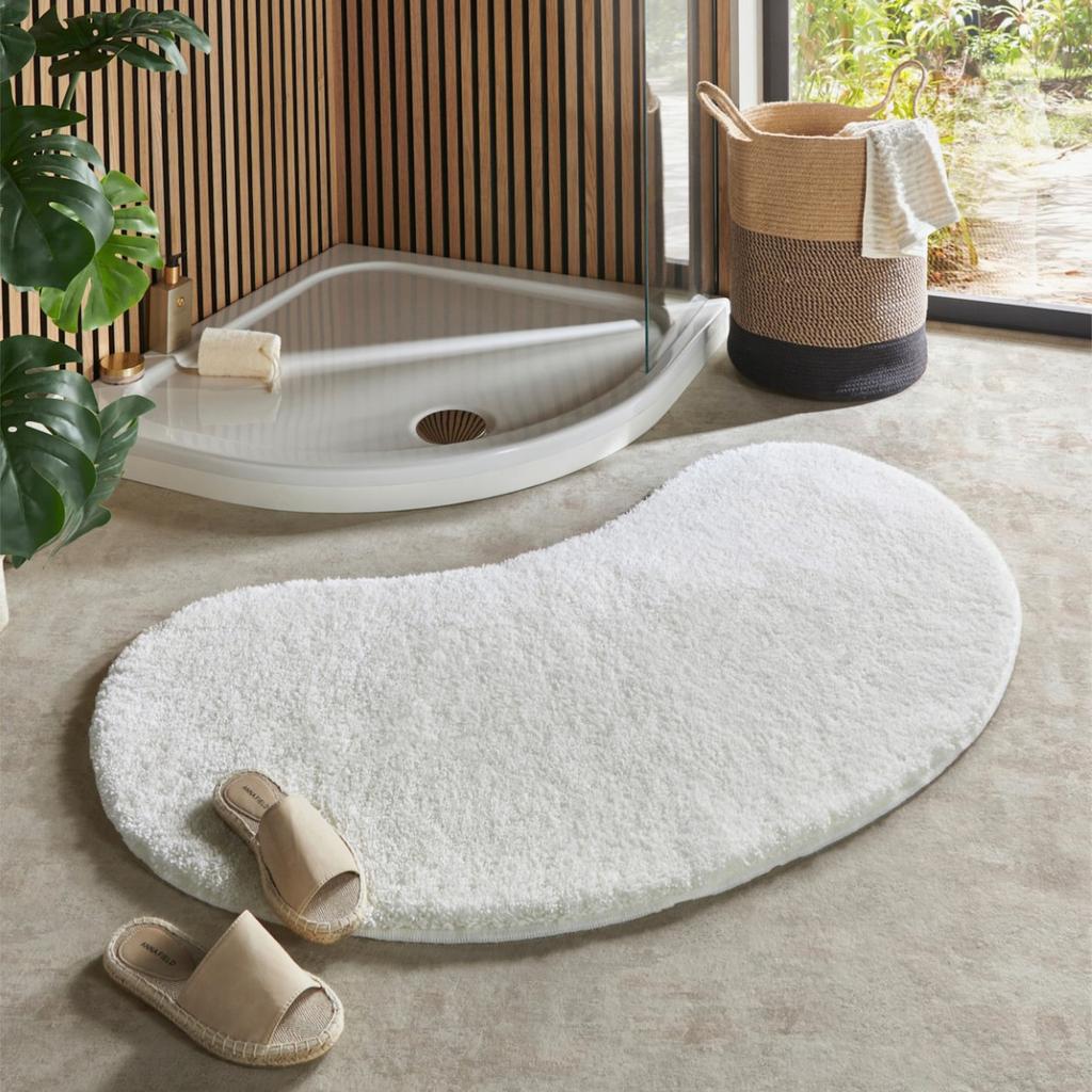 Covor de Baie Semirotund Antiderapant pentru Duș la Domiciliu, Culoare Solidă, Covor de Zonă pentru Baie, Covoraș de Baie pentru Cabină de Duș, Covoraș Decorativ