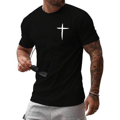 Floerns Men's Cross Print Short Sleeve T Shirt Crewneck Tee Shirts