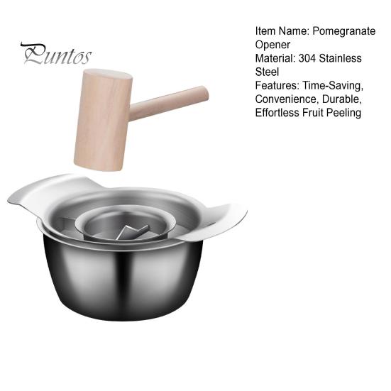 Granatäppleöppnare i rostfritt stål med skål Manuell kärnborttagare och skalverktyg för hemkök Fruktskalare med hammare