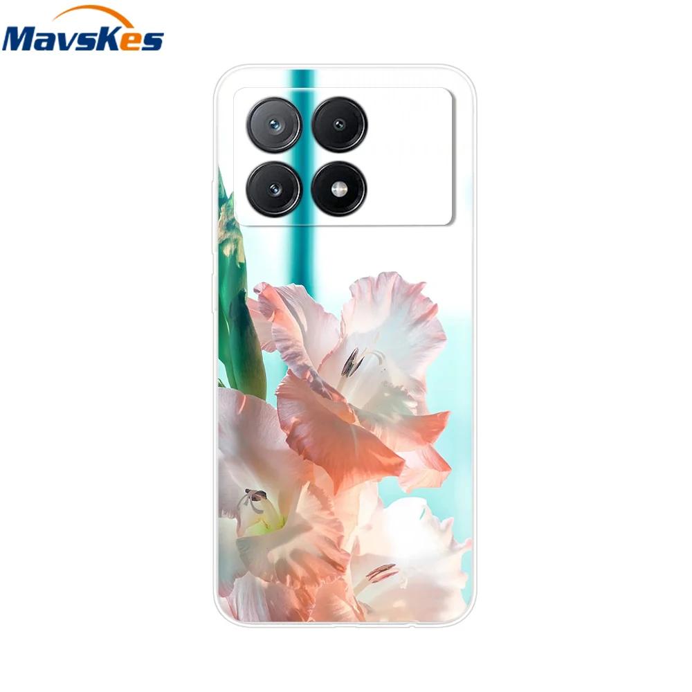 For Xiaomi Poco X6 Pro Case TPU Soft Painted Phone Cases For Xiomi Poco X6 PocoX6 Pro 5G Silicone Cover Flower Fundas Protective