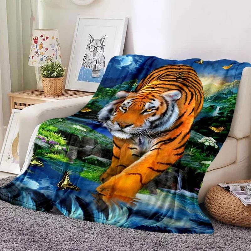 

3D Cool Black Gold Tiger Blanket Couch Quilt Travel Bedding Flannel Throw Blanket Bedspread for Bed Couch Sofa Birthday Gifts 75x90cm