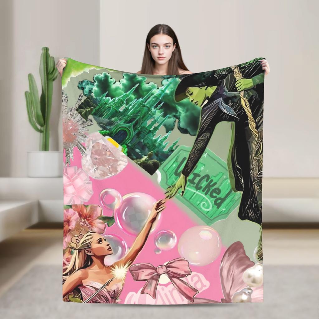 Wicked For Good Elphaba Glinda Flannel Blankets Witch Musical Awesome Throw Blankets for Home 200x150cm Lightweight