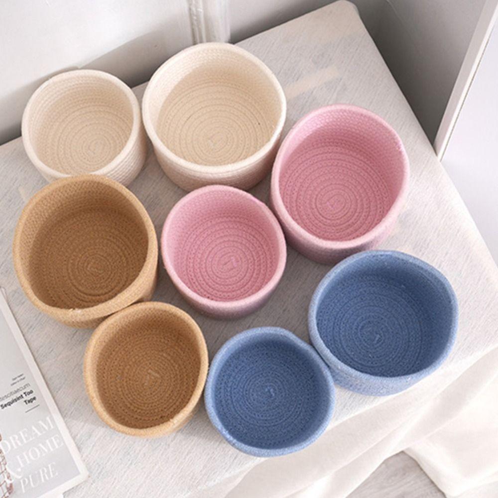 Nordic Style Desktop Storage Basket Cosmetics Basket Woven Storage Basket Desktop Organizer  Keys