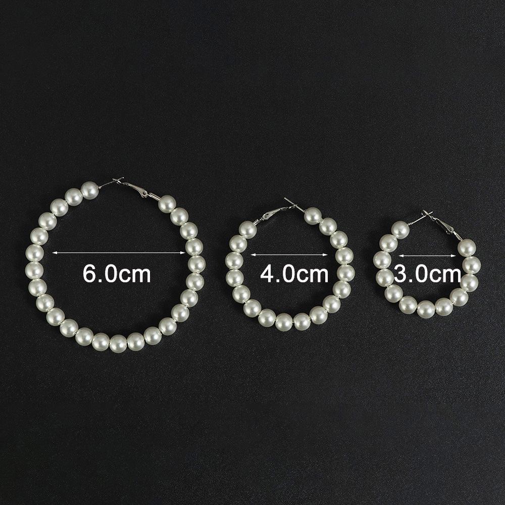 Party Big Circle Fashion Elegant Round Shape Pearl Hoop Earrings Drop Dangle Ear Stud
