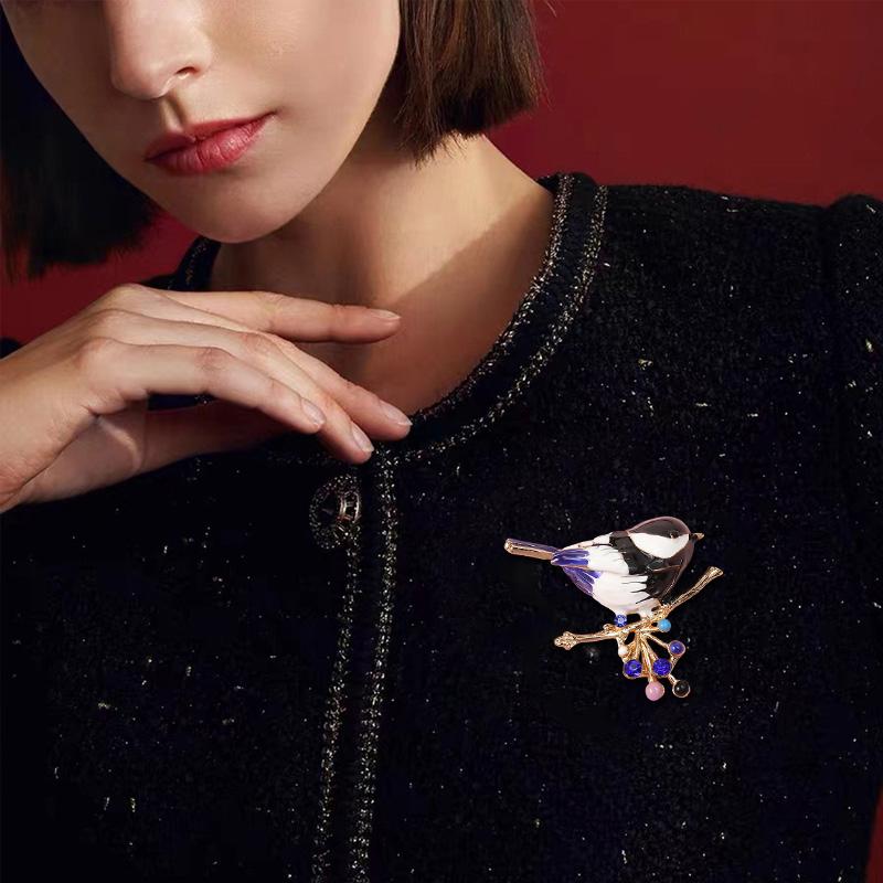 1PC Broche Accessoire Vêtement Minimaliste Émail Élégant Durable Minimaliste Polyvalent-Porter Oiseau Adapté au Quotidien 4x3.5cm