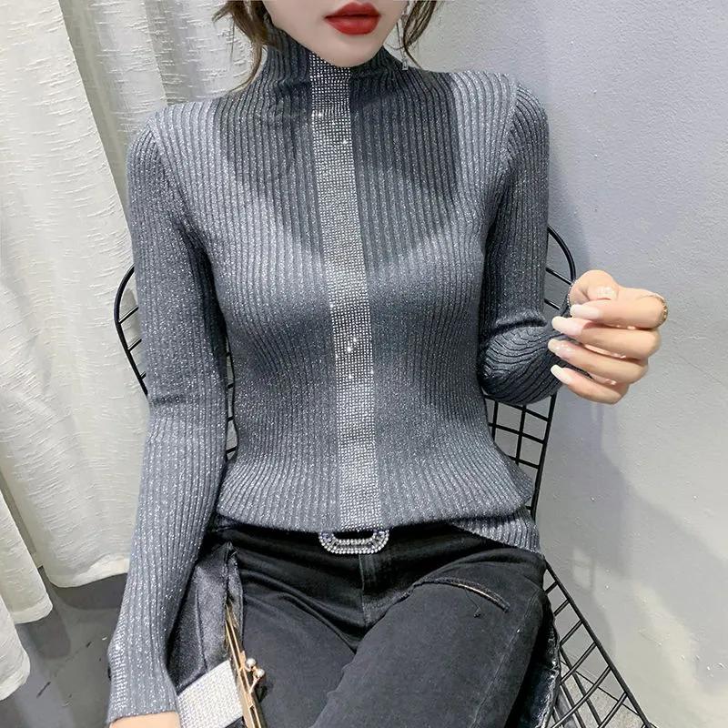 Women's Fall and Winter Knitted Half-high Neck Bottoming Shirt Slim Pullover Sweater