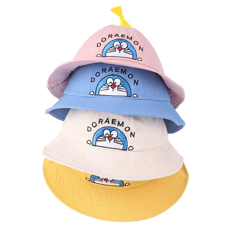 Doraemon Kleiner Propeller Kinder Baby Fischerhut Netzmütze Cartoon Sommer Outdoor Strandhut Sonnenschutzhut Eimerhut