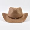 Womens Straw Western Cowboy Hat Foldable Wide Brim Summer Sun Hats Outdoor Vacation Beach Cowgirl Hat