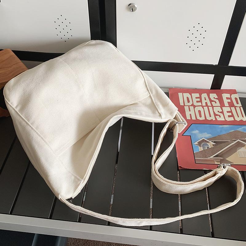 Canvas Bag Solid Color One Shoulder Crossbody Bag