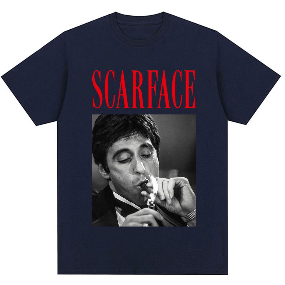 Film Gangster Scarface Al Pacino T-shirts Herrar Damer Mode Vintage T-shirts Överdimensionerad Bomull Casual T-shirt