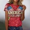 Women's Casual Fashion Short-Sleeve Raglan Sleeve Printed T-Shirt Top
