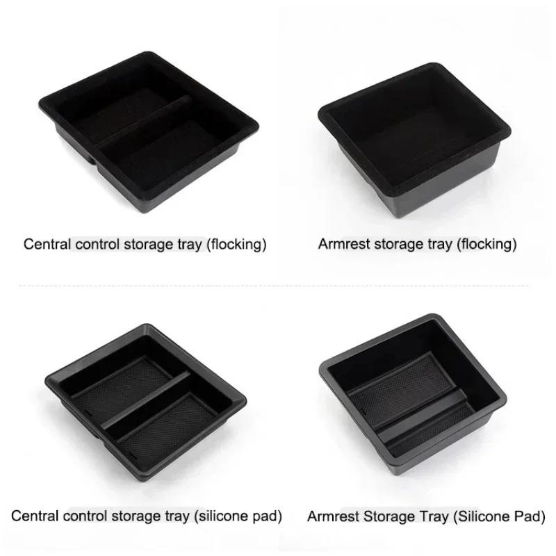 For Tesla Model 3/Y/3 Highland Model Y Juniper 2025+ Central Control Storage Box Organizer Tray Armrest Cubby Drawer Accessories