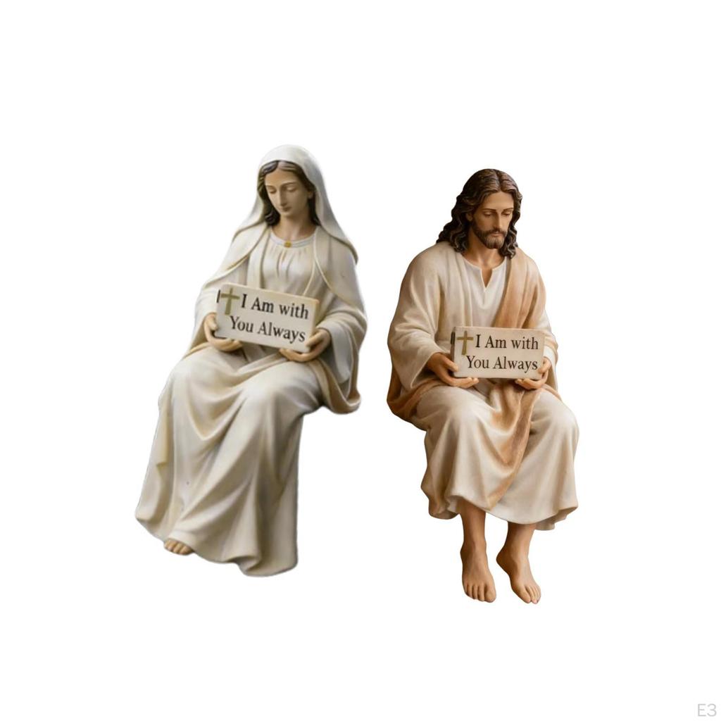 Jesus Statue Figurine Handmade Resin Sculpture with " You Always" Sign for Car Dashboard