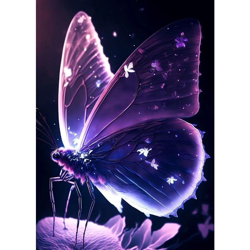 Colorful Pink Purple Butterfly Poster Abstract Glowing Butterfly Wings Print Canvas Painting Living Room Decor Wall Art Pictures