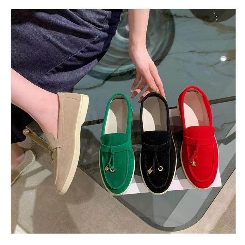 Suede Flat Bottomed Oversized Low Top Single Shoe for Women, with A Soft Sole and Lightweight Solid Color Sole, Suitable for Wearing On The Sole