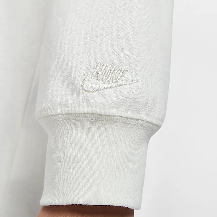 Nike Sportswear Logo Loose Fit Long Sleeve Drop Shoulder T-Shirt Women Tops Sail-White IB1670133