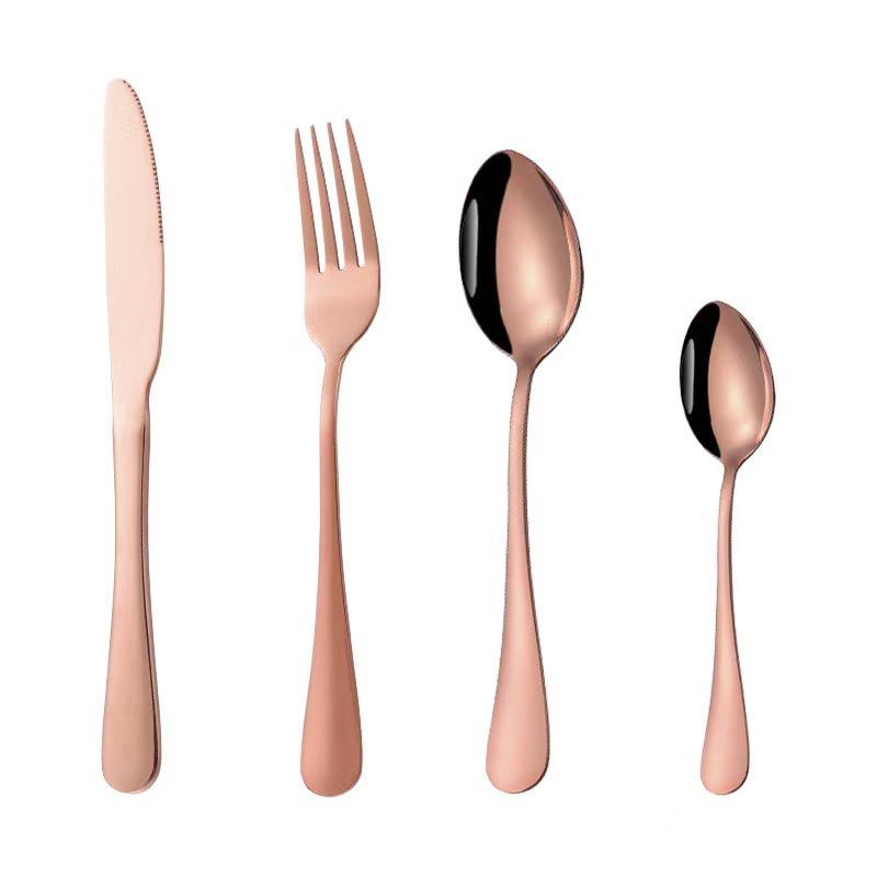 410 Stainless Steel Western Cutlery Set: Steak Knife, Fork, Spoon, Dessert Spoon - 4-Piece Set for Home or Hotel.