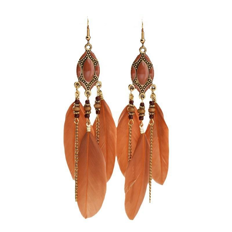 Bohemian Long Tassel Feather Earrings - Trendy Douyin-Inspired Design for Women