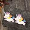 Cross-border unicorn earrings creative Year of the Horse trend versatile 2D flat acrylic cute color pony earrings