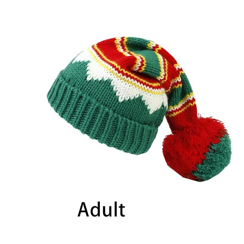 Parent-Child Christmas Hat Big Pompom Mother Kids Knit Beanie Cap Winter Warm Infant Bonnet Girls Boy Xmas Gift Baby Accessories