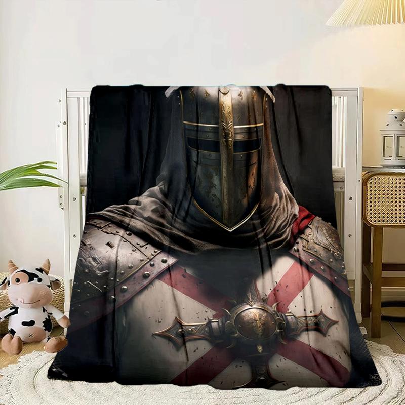 Knights Templar Symbol Blanket Flannel Blanket for Bed, Sofa, Camping, Hiking, Picnic Essentials, Gift for Family Fan Gifts