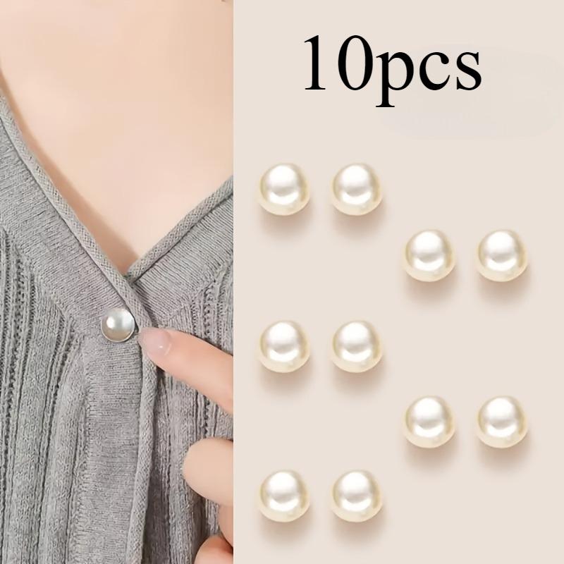 10pz Spille con Bottoni Perla, Copribottoni Decorativi di Sicurezza Fai da Te per Scarpe, Cappelli, Borse, Sciarpe, Spilla Fissaggio Colletto