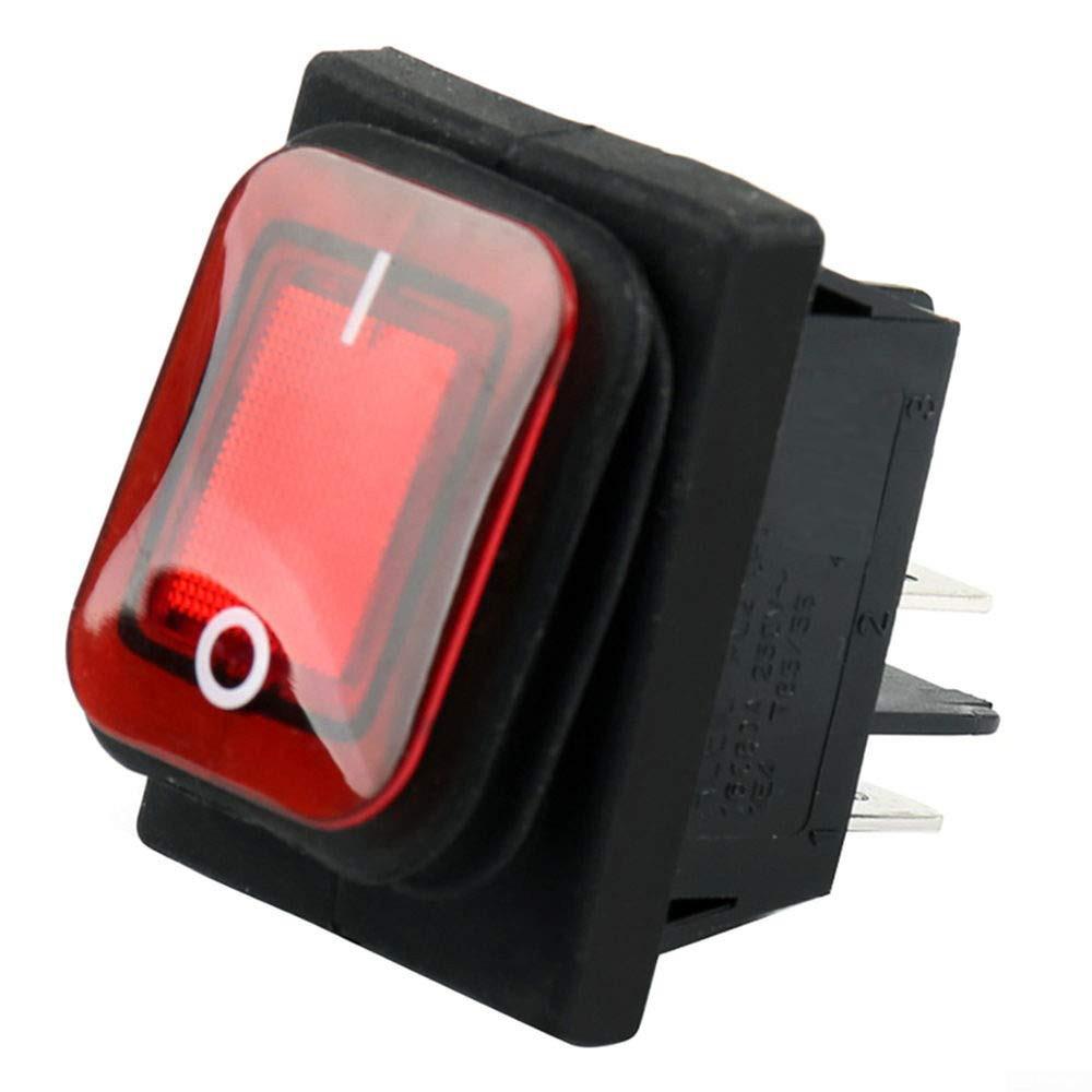 Rectangle Rocker Switch Red 20A 250VAC Illuminated
