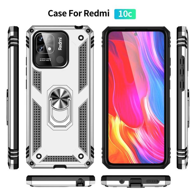 Kryt Pouzdro pro Xiaomi Redmi 10C 10 C Nárazuvzdorný Pancéřovaný Odolný Vojenský Ochranný Držák Prstenu Magnetické Pouzdro na Telefon