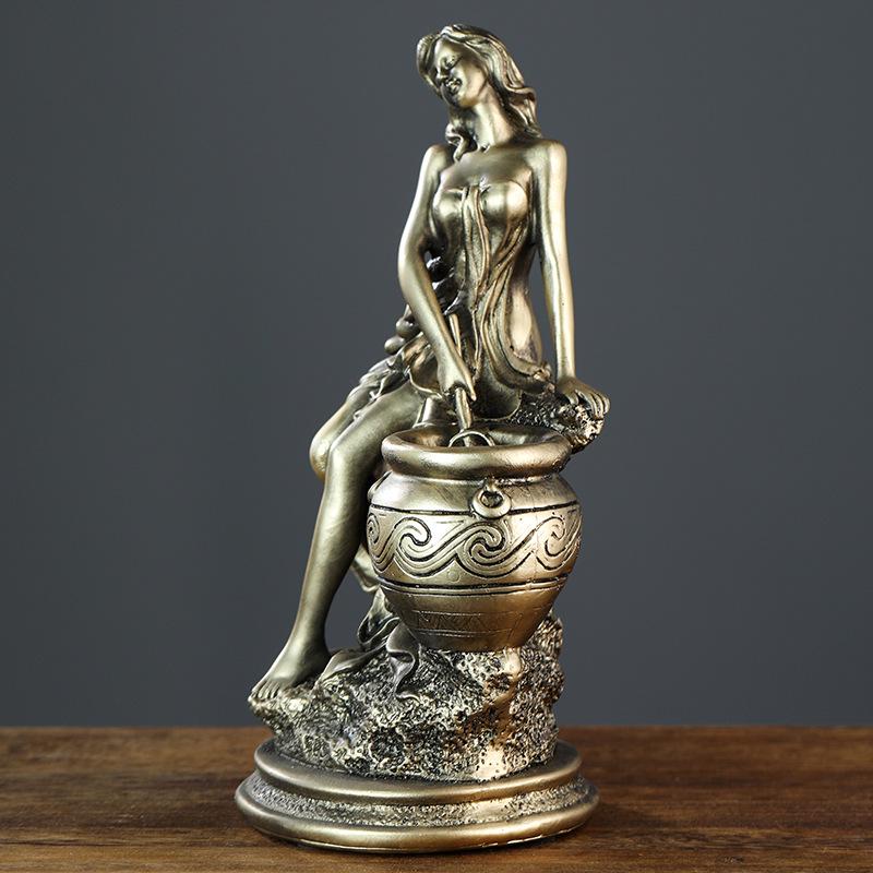 Goddess Resin Craft: European Retro Desktop Decoration, Copper Imitation Ornament
