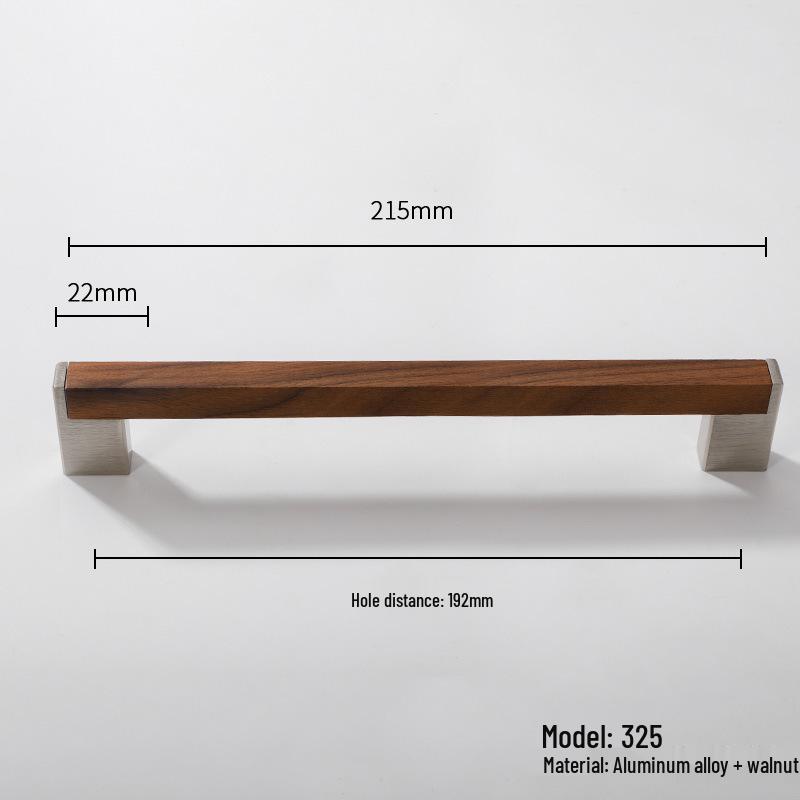 Japanese Minimalist Walnut Handle Solid Wood Cabinet and Wardrobe Drawer Handle