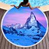 Natural Scenery Snow Mountain Round Beach Towel Sand Free Quick Dry Beach Towels with Tassels for Women Adult Swim Pool Yoga