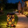 Garden Lantern Solar Iron Art Hanging Light Colorful Sunflower Glowing Solar Garden Solar Lights Outdoor Metal Hollow Light