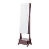 Mirror Jewelry Cabinet Standing Mirror with Storage Full Length Brown
