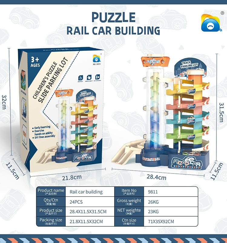 Children'S Electric Lift Three-Dimensional Parking Lot Building Car, Urban Track Rotating Slide Parking Building