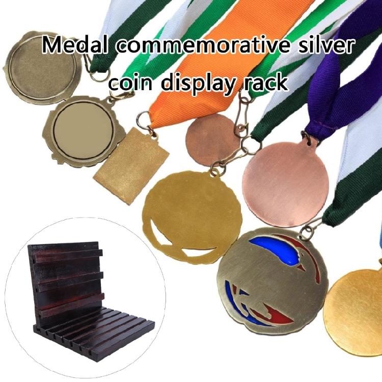 Mehrreihiger Massivholz Challenge Coin Ausstellungsständer Medaillen Vitrine Organizer Regal für Sammler Veterans Day