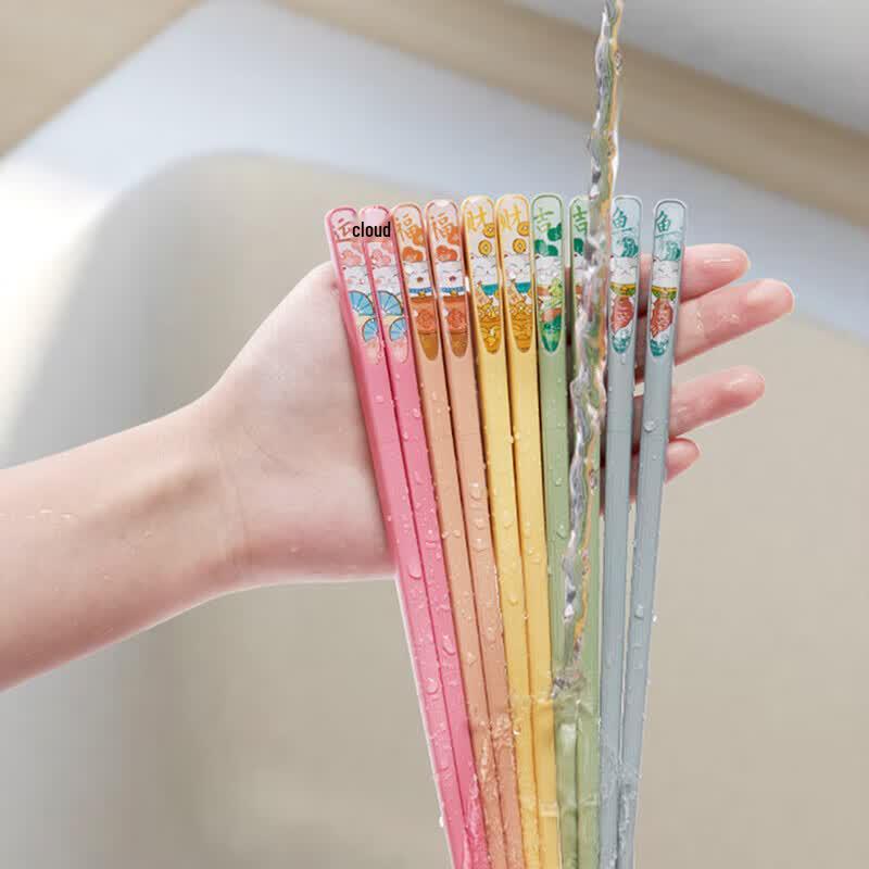 Kobach Five Blessings Cartoon Alloy Chopsticks Set (5 Pairs)