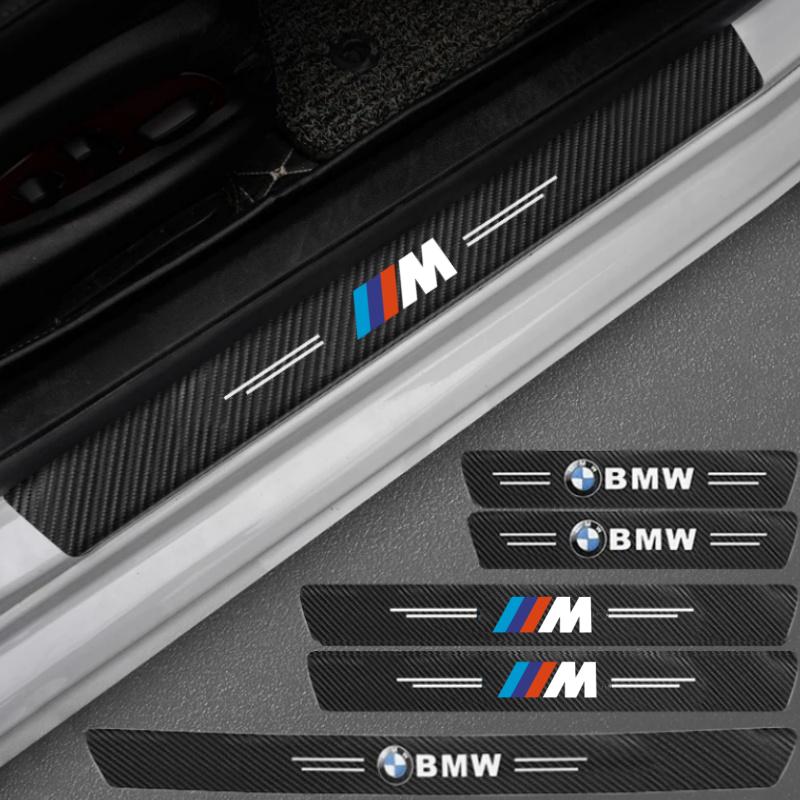 2026 Hot 5Pcs Carbon Fiber Car Door Sill Protective Sticker Film Scuff Plate For BMW M 1 2 3 4 5 7 Series X1 X3 X4 X5 X7 F10 F30 E46 E60