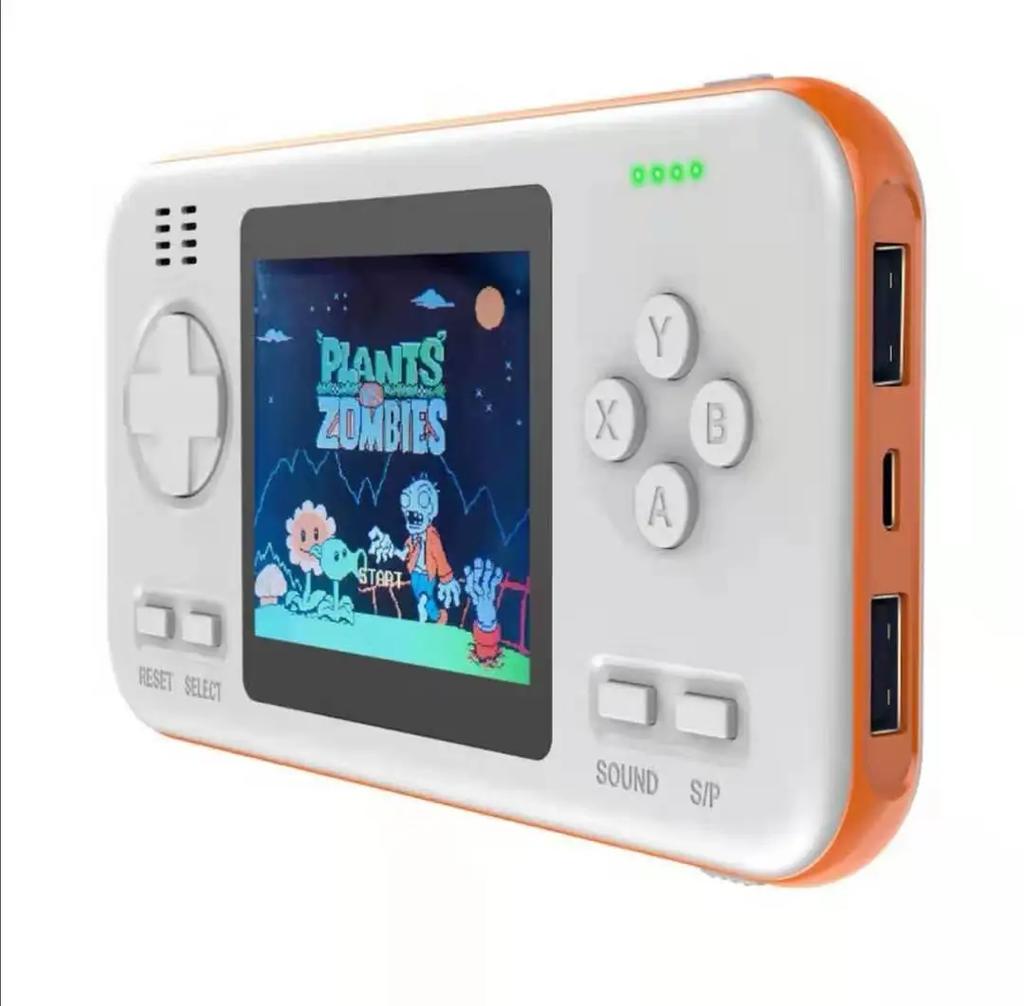 D12 2 in 1 2.8inch Retro Nostalgic Handheld Game Console & 8000mAh 5V 2.1A Mobile Power Bank Built-In 416 Game Boy Gift