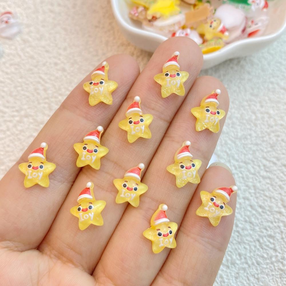 50 Adet Yeni Sevimli Reçine Mini Noel Kardan Adam, Ağaç, Yaşlı Adam Koleksiyonu Düz Sırt Manikür Parçaları Bezemeler saç fiyonkları