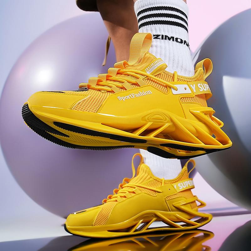 Herren Trendige Colorblock Chinesische Landschaft Schnür-Blade-Sneaker mit verschiedenen Farben, Lässige Outdoor-Laufschuhe