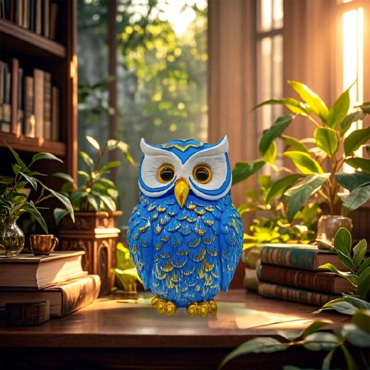 Festives Owl Sculpture Resin Bird Small Figurine Ornament for Christmas Birthday Home Office Desktop Bookshelf Decors
