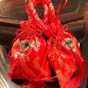 10pcs Chinese Style Canvas Flower Drawstring Bag Large Capacity Korean Style Festive Sugar Bag Wedding Handheld Candy Bags