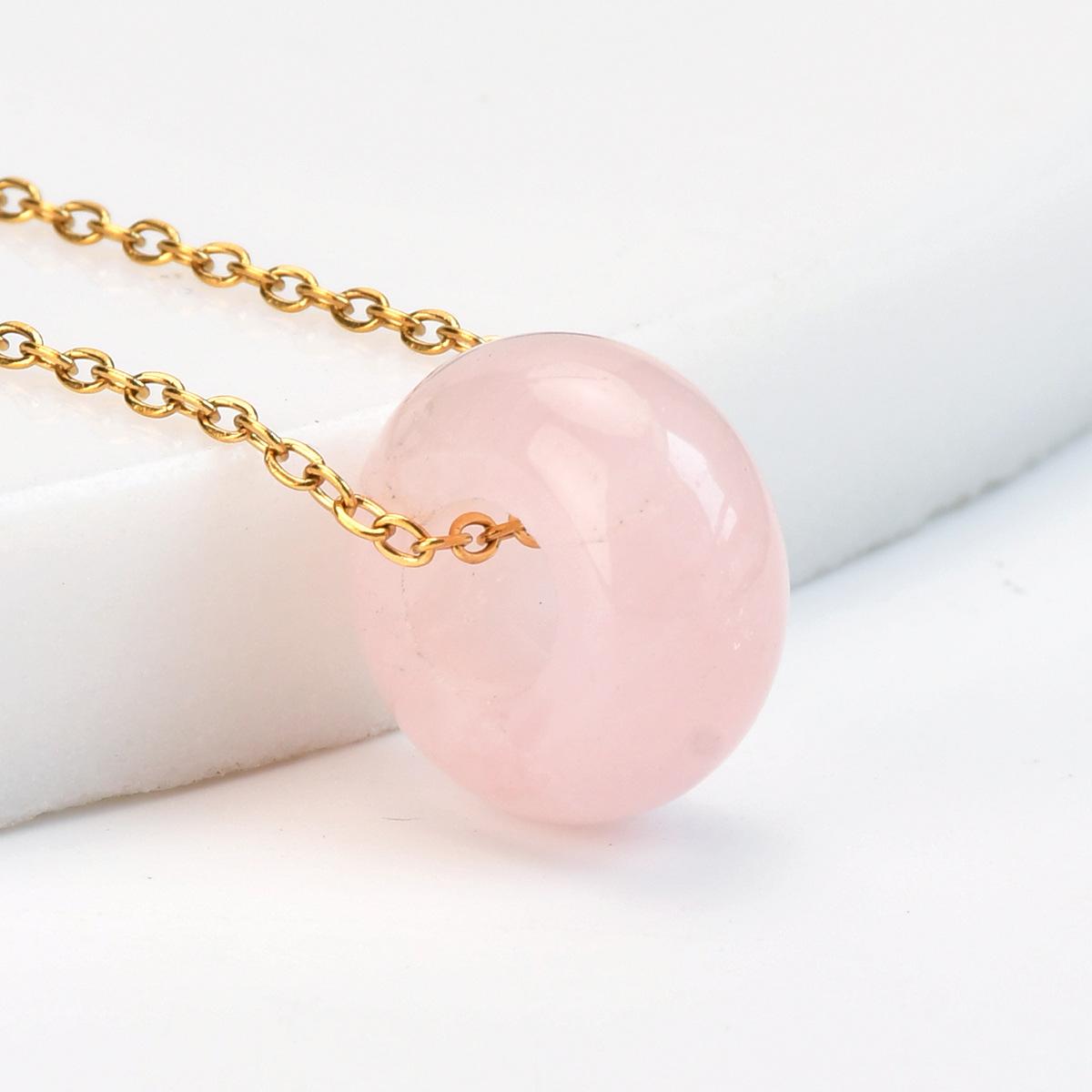 

1pc Natural Stone Circle Pendant Dopamine Color Beaded Hoop Chain Necklace for Women Jewelry Gift