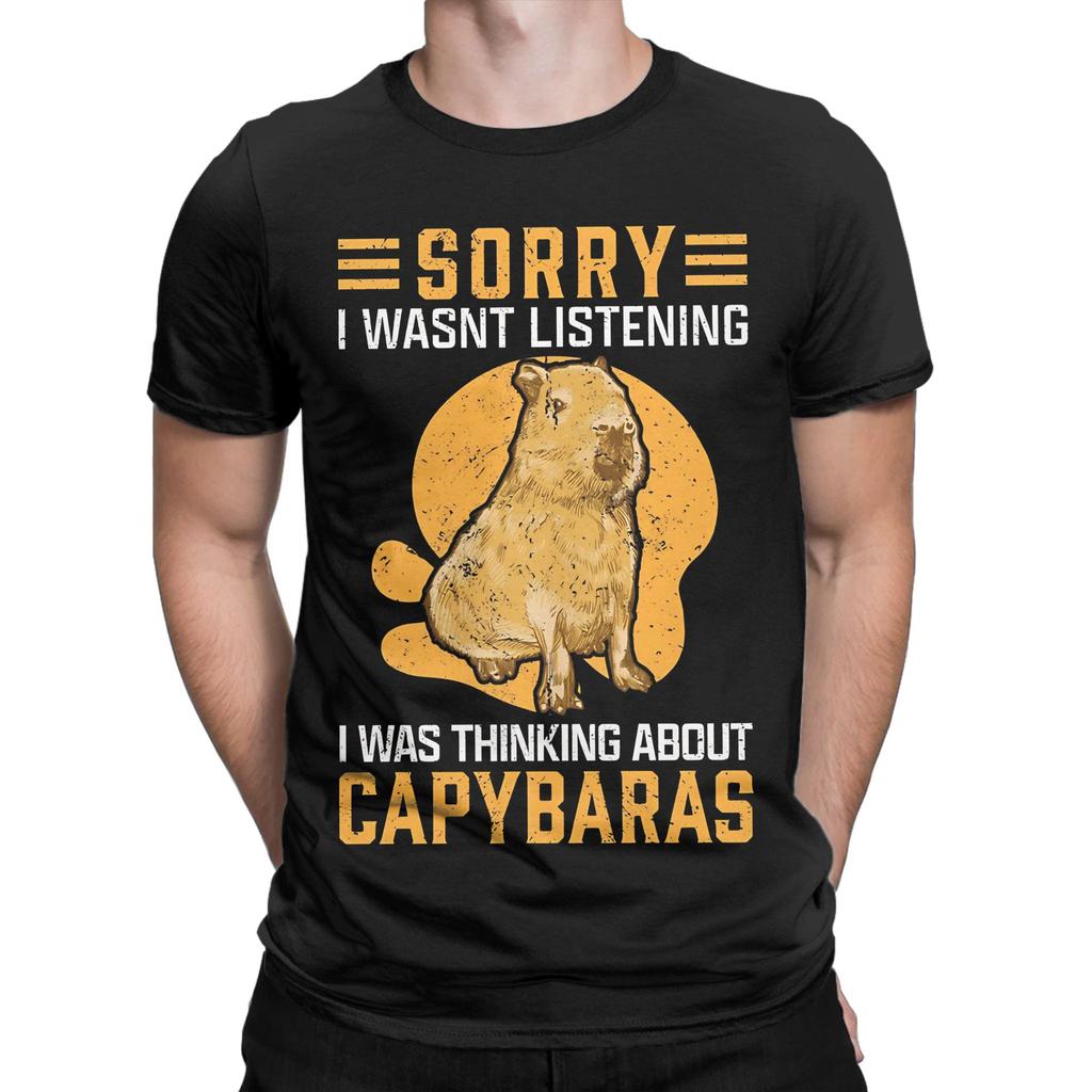 Capybara Distracted South American Capybara Funny 100 Cotton TShirt Capybara Tops Tees For Unisex