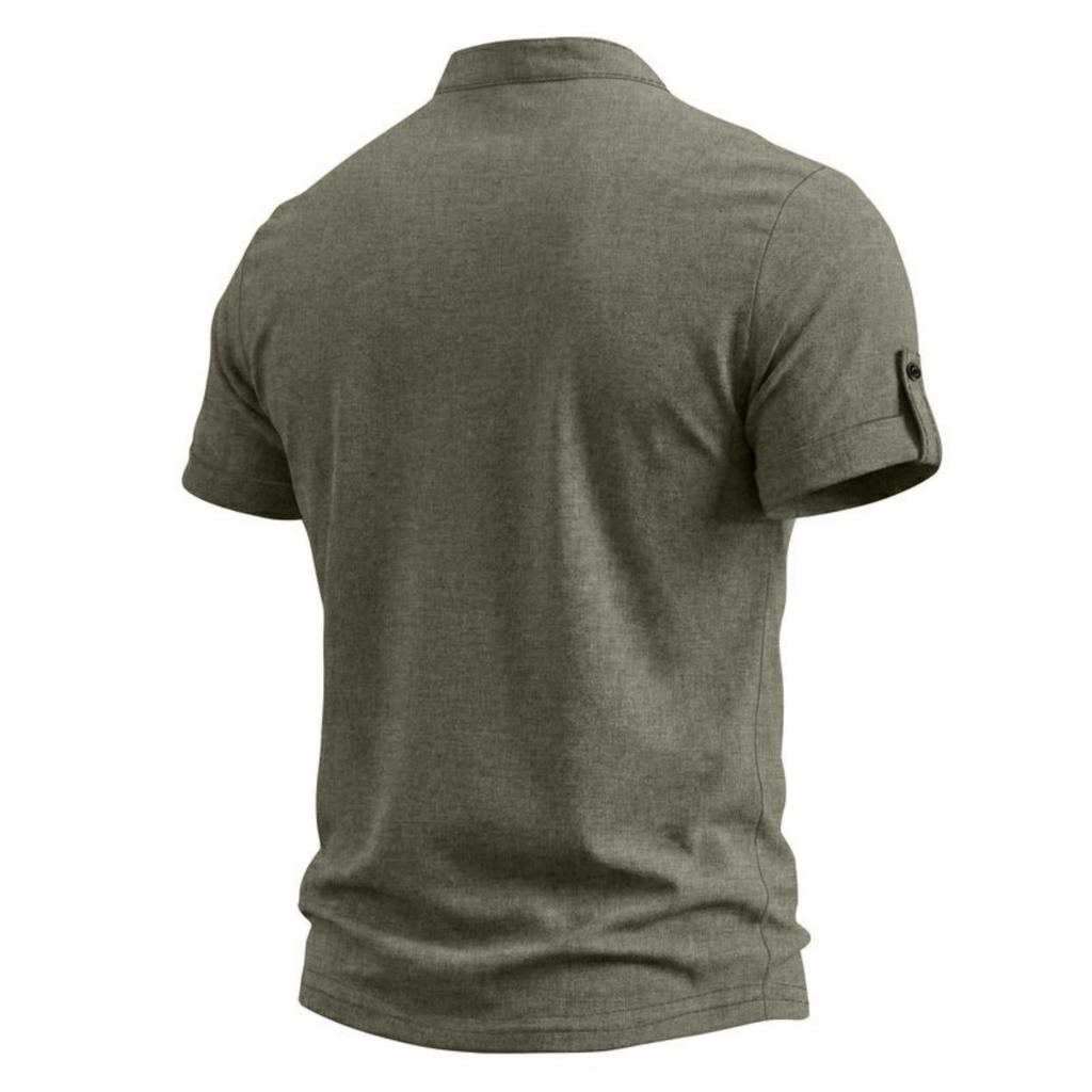 Herren Freizeit Henley-Shirt Kurzarm Geknöpfter Kragen Leichtes Atmungsaktives Gewebe Sommer Oberteil für den Alltag