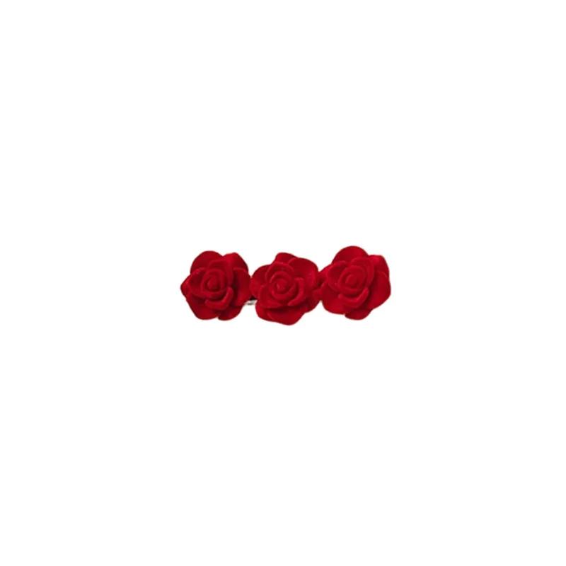 1/10pcs Red Velvet Rose Hair Clips for Women Small Flower Hairpins Girls Elegant Hair Clip Pin Barrette Wedding Hair Accessories