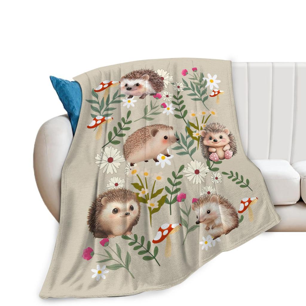Cute Hedgehog Throw Blanket Super Soft Cozy Lightweight Fuzzy Comfy Flannel Blanket Plush for Couch, Sofa, Bed, Travel, Camping