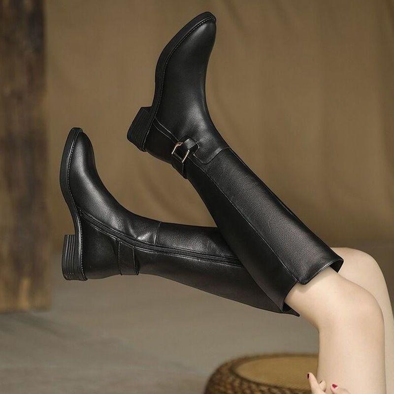 Fashion Retro Knee High Shaft Shoes Woman Warm Leather Boot New in Hot Trend 2025 Designer Luxury Rock Gyaru Sale Long Boots for Women