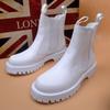 Men's Fashion Stage Nightclub Motorcycle Boots  Designer Shoes Black White Chelsea Boot Soft Leather Platform Short Botas